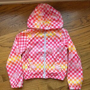 Smiley Face Checkered Hoodie Jacket